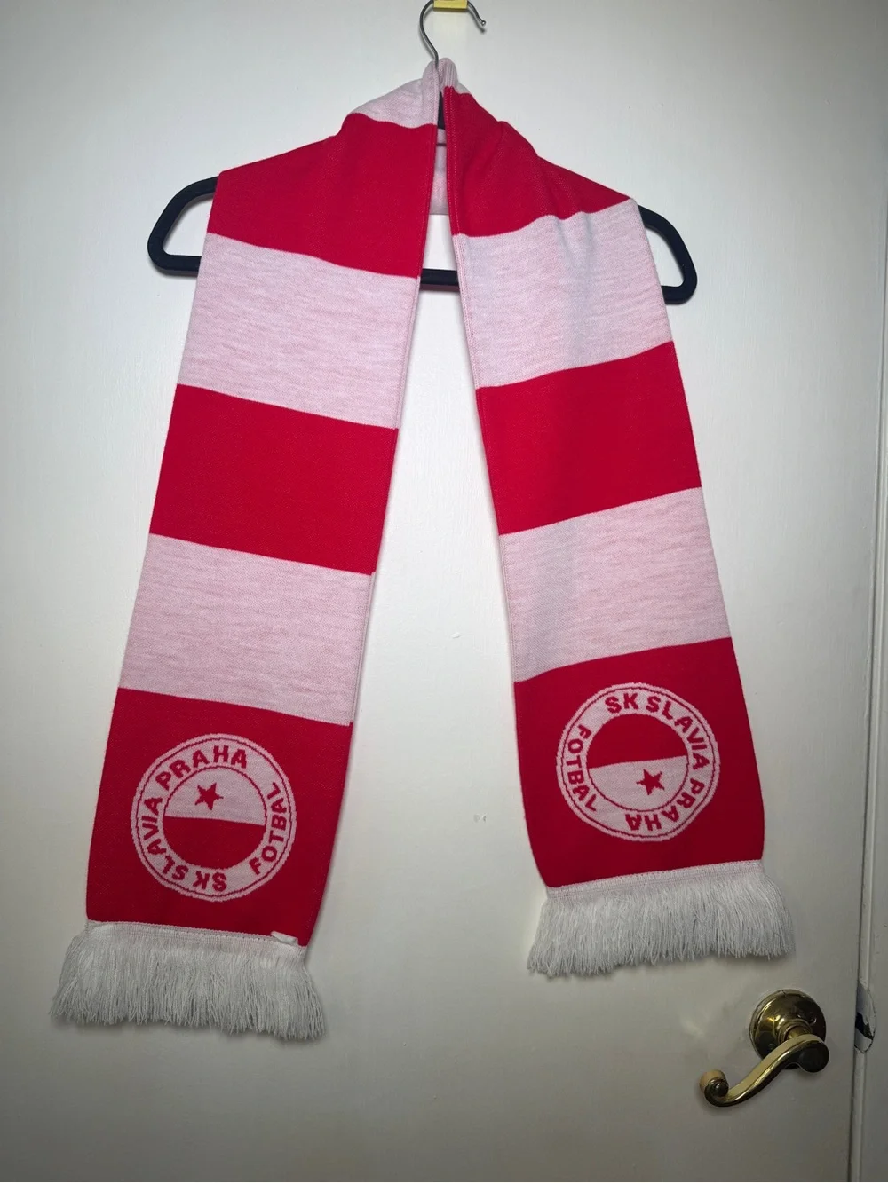 SK Slavia Praha Red & White Striped Football Scarf
